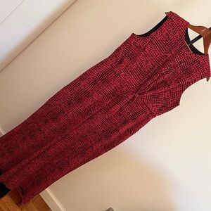 Elegant Red Patterned Sleeveless Jumpsuit